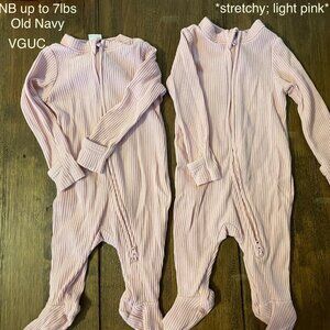 Newborn Matching Twin Girl Old Navy Light Pink Stretch Sleep and Play